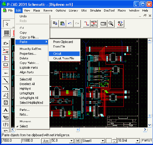 Окно команды Edit/Paste/Circuit